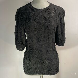 Expertly HAND-KNIT wool sweater with cables and unique pattern -stretchy classy!